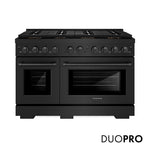 ZLINE 48 in. 6.7 cu. ft. Paramount Gas Range with 8 Burner DuoPro™ Cooktop and Dual Ovens in Black Stainless Steel, Open Box-Good Condition
