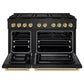 ZLINE Autograph Edition 48 in. 6.7 cu. ft. Paramount Gas Range with 8 Burner DuoPro™ Cooktop and Dual Ovens in Black Stainless Steel and Champagne Bronze Accents, Open Box-Great Condition