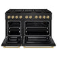 ZLINE Autograph Edition 48 in. 6.7 cu. ft. Paramount Gas Range with 8 Burner DuoPro™ Cooktop and Dual Ovens in Black Stainless Steel and Champagne Bronze Accents, Open Box-Good Condition