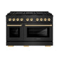 ZLINE Autograph Edition 48 in. 6.7 cu. ft. Paramount Gas Range with 8 Burner DuoPro™ Cooktop and Dual Ovens in Black Stainless Steel and Polished Gold Accents, Open Box-Good Condition