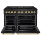 ZLINE Autograph Edition 48 in. 6.7 cu. ft. Paramount Gas Range with 8 Burner DuoPro™ Cooktop and Dual Ovens in Black Stainless Steel and Polished Gold Accents, Open Box-Great Condition