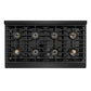 ZLINE Autograph Edition 48 in. 6.7 cu. ft. Paramount Gas Range with 8 Burner DuoPro™ Cooktop and Dual Ovens in Black Stainless Steel and Polished Gold Accents, Open Box-Good Condition
