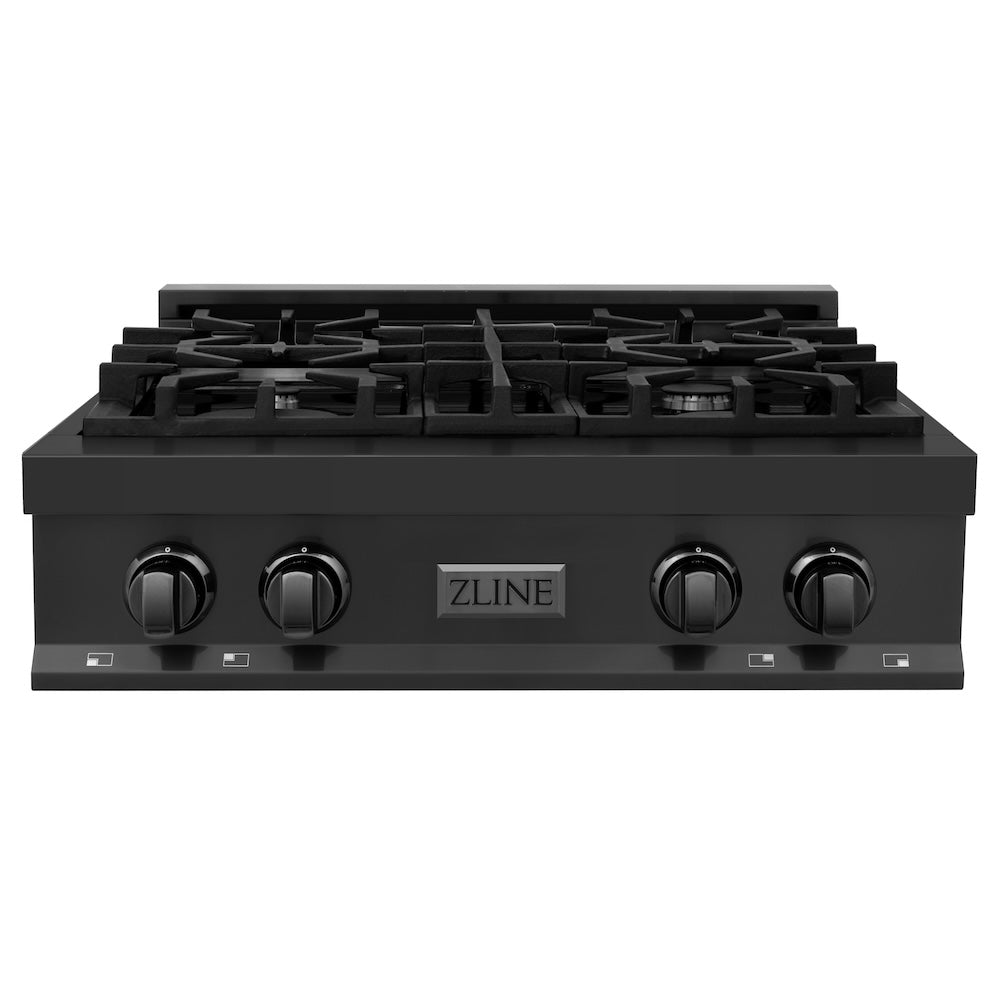 ZLINE Kitchen Package with 30 in. Black Stainless Steel Rangetop and 30 in. Convertible Range Hood (2KP-RTBRH30)