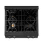 ZLINE 30 in. Legacy Gas Rangetop with 4 Brass Burners and Porcelain Cooktop in Black Stainless Steel (RTB-BR-30) top-down, above cooking surface.