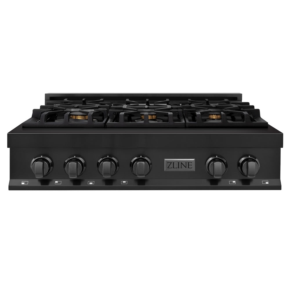 ZLINE Kitchen Package with 36 in. Black Stainless Steel Rangetop and 36 in. Convertible Range Hood (2KP-RTBRH36)
