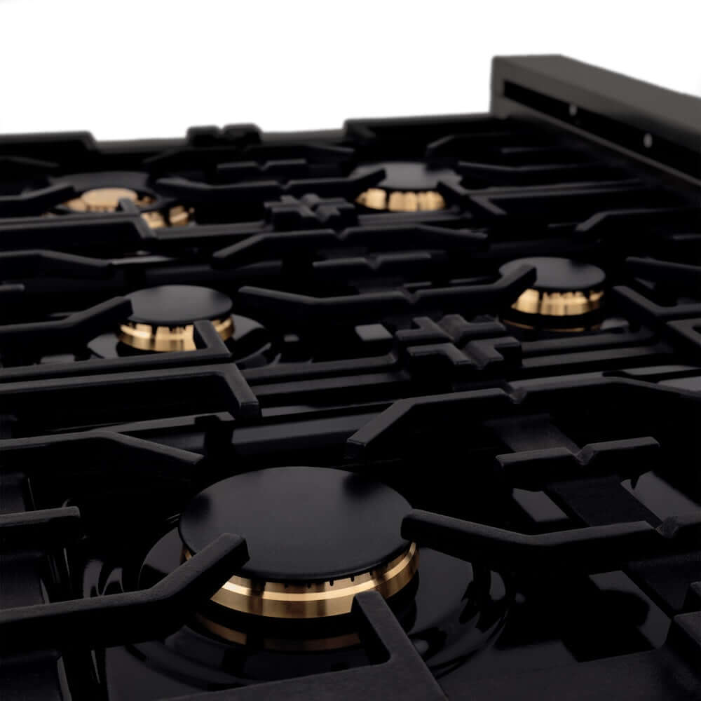 ZLINE 36 in. Porcelain Gas Rangetop in Black Stainless Steel with 6 Gas Brass Burners (RTB-BR-36)