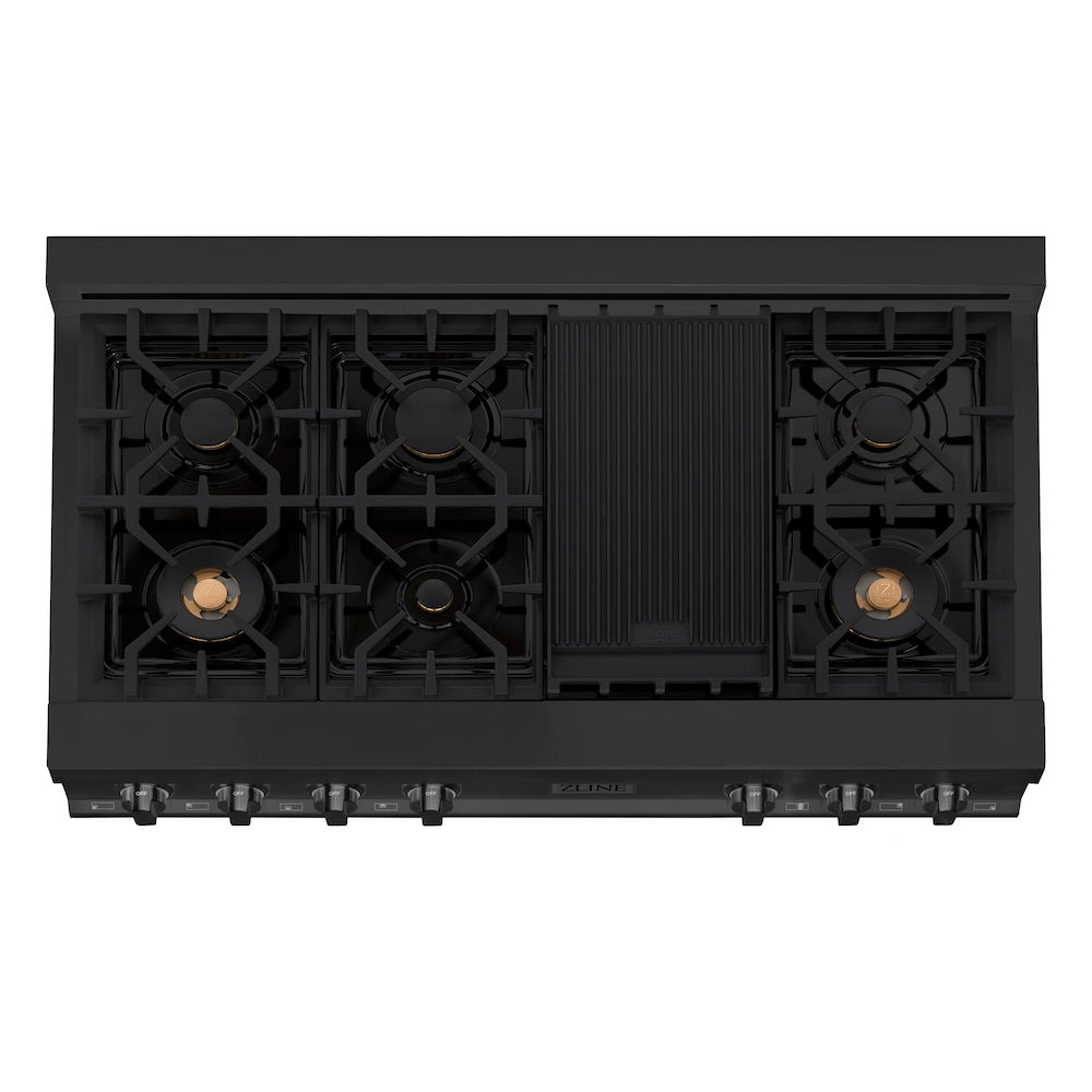 ZLINE Kitchen Package with Black Stainless Steel Refrigeration, 48 in. Rangetop, 48 in. Range Hood, 30 in. Single Wall Oven, and 24 in. Tall Tub Dishwasher (5KPR-RTBRH48-AWSDWV)