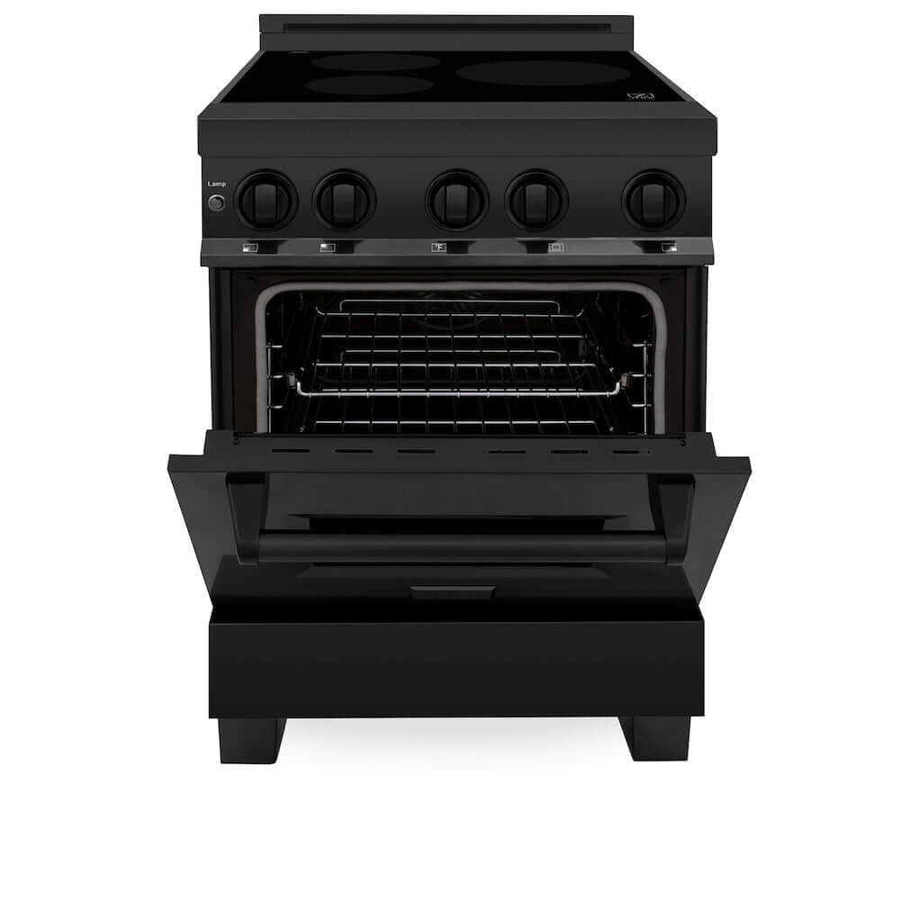 ZLINE 24 in. 2.8 cu. ft. Legacy Induction Range with 4 Element Cooktop and Electric Oven in Black Stainless Steel, Open Box-Good Condition