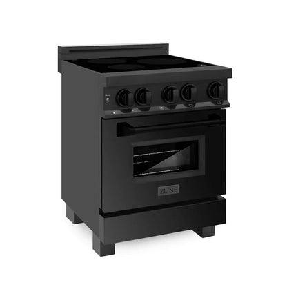 ZLINE 24 in. 2.8 cu. ft. Legacy Induction Range with 4 Element Cooktop and Electric Oven in Black Stainless Steel, Open Box-Good Condition