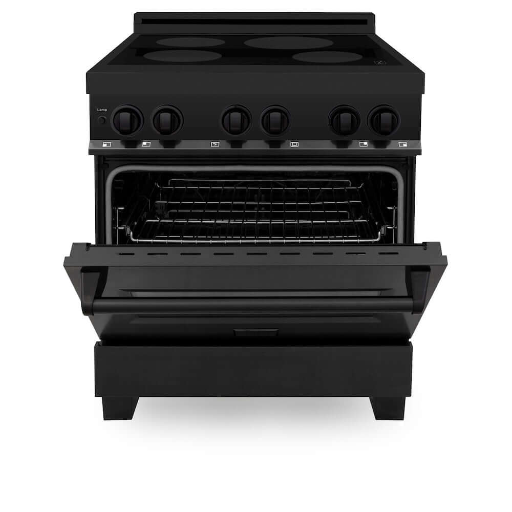 ZLINE 30 in. 4.0 cu. ft. Legacy Induction Range with 4 Element Cooktop and Electric Oven in Black Stainless Steel, Open Box-Good Condition