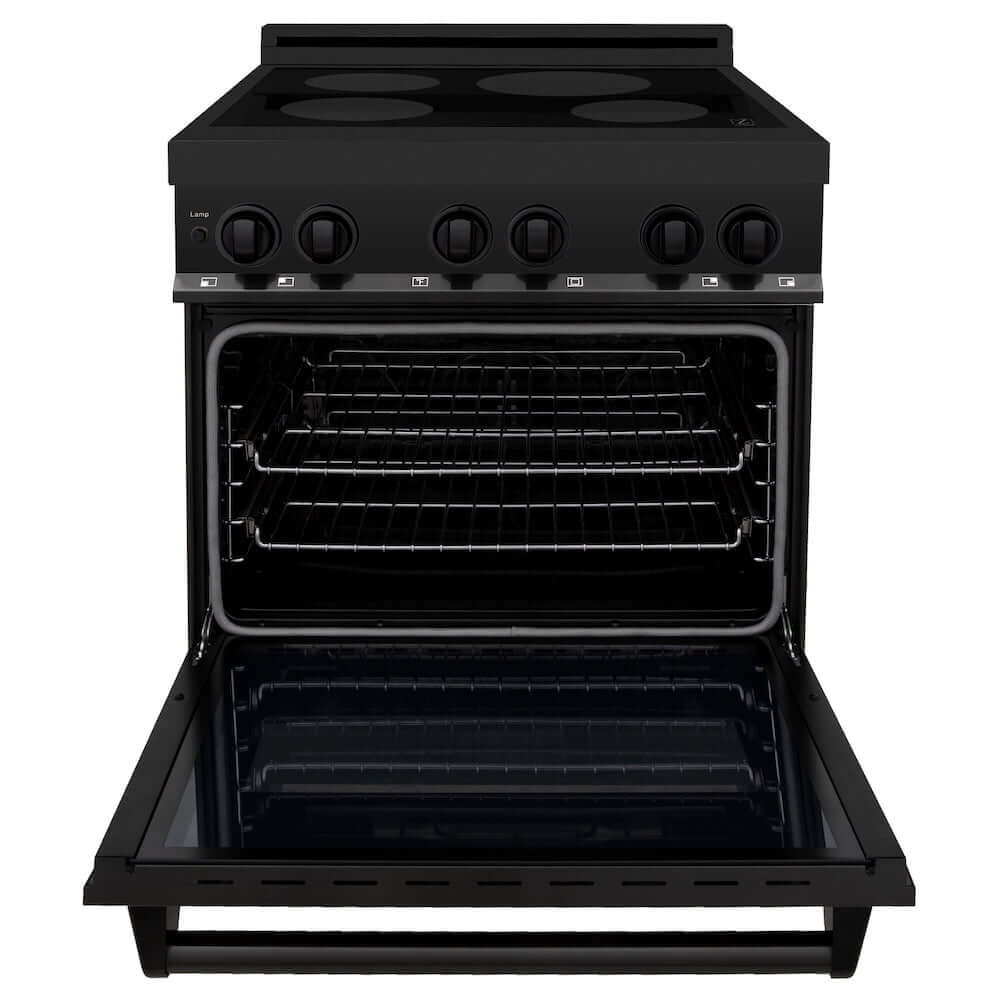 ZLINE 30 in. 4.0 cu. ft. Legacy Induction Range with 4 Element Cooktop and Electric Oven in Black Stainless Steel, Open Box-Good Condition