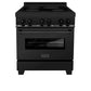 ZLINE 30 in. 4.0 cu. ft. Legacy Induction Range with 4 Element Cooktop and Electric Oven in Black Stainless Steel, Open Box-Good Condition