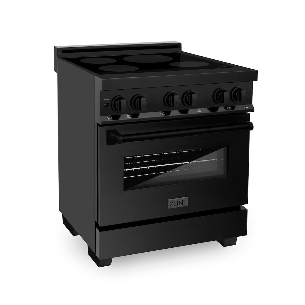 ZLINE 30 in. 4.0 cu. ft. Legacy Induction Range with 4 Element Cooktop and Electric Oven in Black Stainless Steel, Open Box-Great Condition main image.