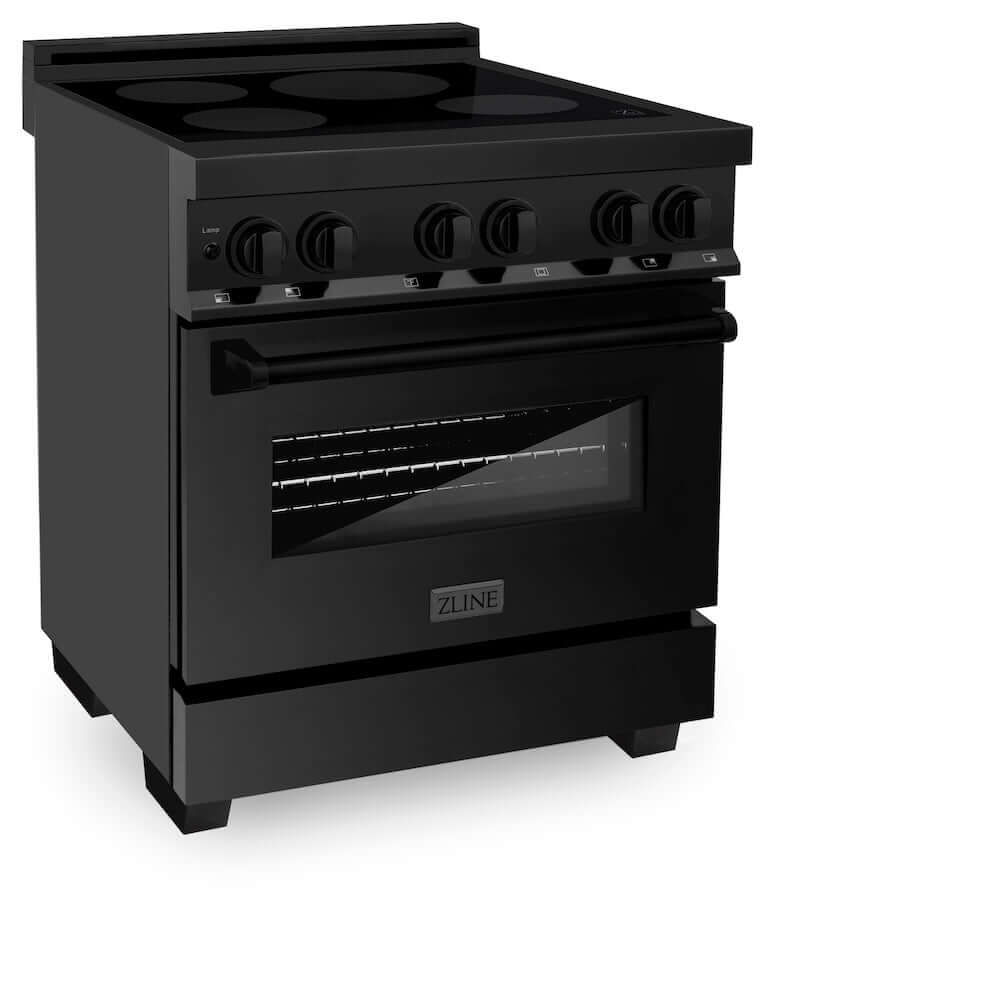 ZLINE 30 in. 4.0 cu. ft. Legacy Induction Range with 4 Element Cooktop and Electric Oven in Black Stainless Steel, Open Box-Good Condition