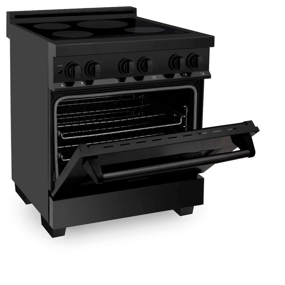 ZLINE 30 in. 4.0 cu. ft. Legacy Induction Range with 4 Element Cooktop and Electric Oven in Black Stainless Steel, Open Box-Good Condition