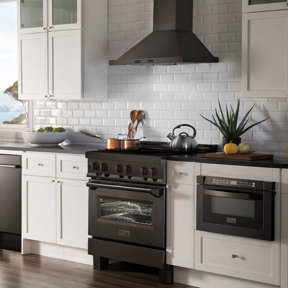 ZLINE 30 in. 4.0 cu. ft. Legacy Induction Range with 4 Element Cooktop and Electric Oven in Black Stainless Steel, Open Box-Good Condition