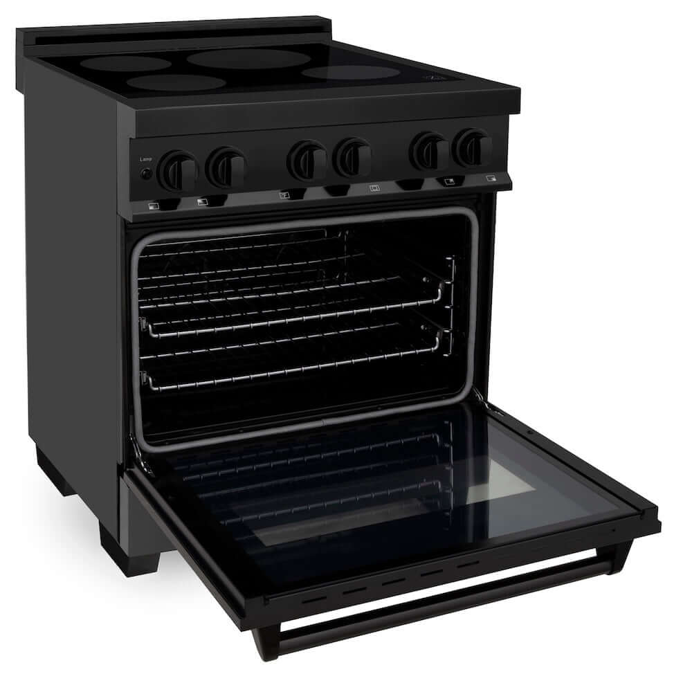 ZLINE 30 in. 4.0 cu. ft. Legacy Induction Range with 4 Element Cooktop and Electric Oven in Black Stainless Steel, Open Box-Good Condition