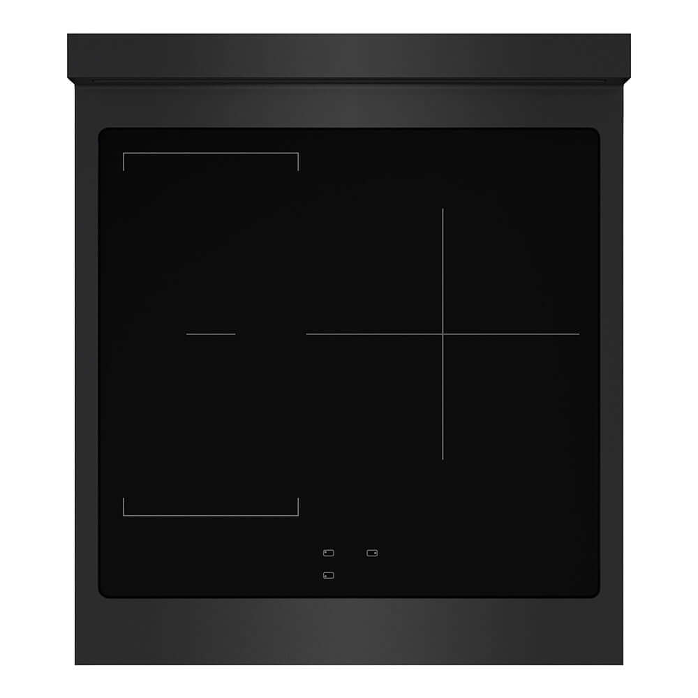 ZLINE 24 in. 3.2 cu. ft. Paramount Induction Range with 3 Element Cooktop and Electric Convection Oven in Black Stainless Steel (SINRB-24) top-down, above cooktop.