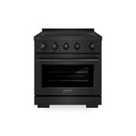 ZLINE 30 in. 4.2 cu. ft. Paramount Induction Range with 4 Element Cooktop and Electric Convection Oven in Black Stainless Steel (SINRB-30) main image.