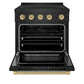 ZLINE Autograph Edition 30 in. 4.2 cu. ft. Paramount Induction Range with 4 Element Cooktop and Electric Convection Oven in Black Stainless Steel with Champagne Bronze Accents, Open Box-Great Condition