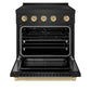 ZLINE Autograph Edition 30 in. 4.2 cu. ft. Paramount Induction Range with 4 Element Cooktop and Electric Convection Oven in Black Stainless Steel with Champagne Bronze Accents, Open Box-Good Condition