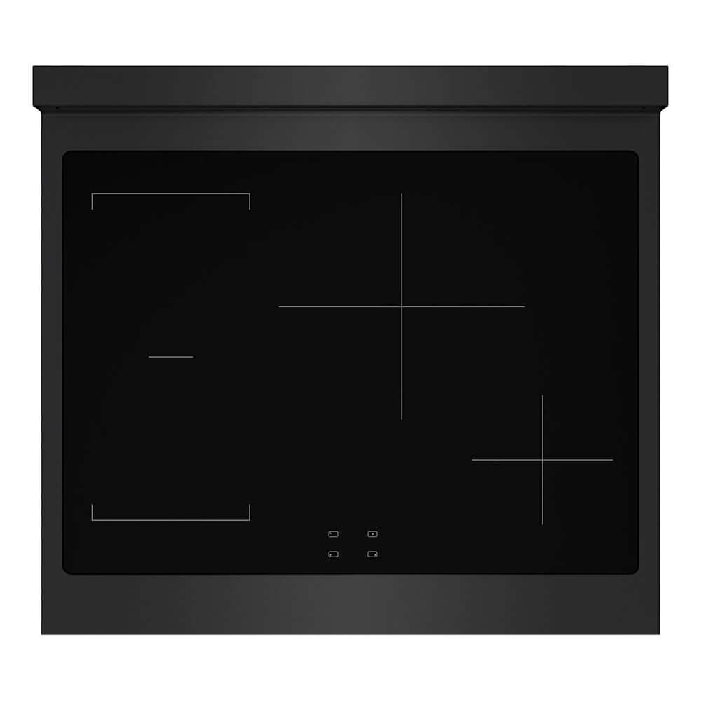 ZLINE Autograph Edition 30 in. 4.2 cu. ft. Paramount Induction Range with 4 Element Cooktop and Electric Convection Oven in Black Stainless Steel with Champagne Bronze Accents (SINRBZ-30-CB) top-down, above cooktop.