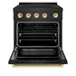 ZLINE Autograph Edition 30 in. 4.2 cu. ft. Paramount Induction Range with 4 Element Cooktop and Electric Convection Oven in Black Stainless Steel with Polished Gold Accents, Open Box-Good Condition