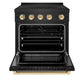 ZLINE Autograph Edition 30 in. 4.2 cu. ft. Paramount Induction Range with 4 Element Cooktop and Electric Convection Oven in Black Stainless Steel with Polished Gold Accents, Open Box-Great Condition
