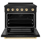 ZLINE Autograph Edition 36 in. 5.2 cu. ft. Paramount Induction Range with 5 Element Cooktop and Electric Convection Oven in Black Stainless Steel with Polished Gold Accents, Open Box-Great Condition