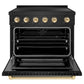 ZLINE Autograph Edition 36 in. 5.2 cu. ft. Paramount Induction Range with 5 Element Cooktop and Electric Convection Oven in Black Stainless Steel with Polished Gold Accents, Open Box-Good Condition