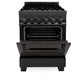 ZLINE 24 in. 2.8 cu. ft. Legacy Dual Fuel Range with 4 Burner Gas Cooktop and Electric Convection Oven in Black Stainless Steel, Open Box-Good Condition