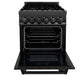 ZLINE 24 in. 2.8 cu. ft. Legacy Dual Fuel Range with 4 Burner Gas Cooktop and Electric Convection Oven in Black Stainless Steel, Open Box-Good Condition