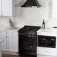 ZLINE 24 in. 2.8 cu. ft. Range with Gas Stove and Gas Oven in Black Stainless Steel with Brass Burners (RGB-24) in a luxury kitchen.