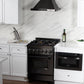 ZLINE 24 in. 2.8 cu. ft. Legacy Dual Fuel Range with 4 Burner Gas Cooktop and Electric Convection Oven in Black Stainless Steel, Open Box-Great Condition
