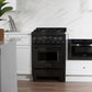ZLINE 24 in. 2.8 cu. ft. Range with Gas Stove and Gas Oven in Black Stainless Steel with Brass Burners (RGB-24) in a luxury kitchen.