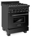 ZLINE 24 in. 2.8 cu. ft. Legacy Dual Fuel Range with 4 Burner Gas Cooktop and Electric Convection Oven in Black Stainless Steel, Open Box-Good Condition