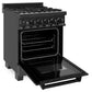 ZLINE 24 in. 2.8 cu. ft. Legacy Dual Fuel Range with 4 Burner Gas Cooktop and Electric Convection Oven in Black Stainless Steel, Open Box-Good Condition
