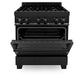 ZLINE 30 in. 4.0 cu. ft. Legacy Dual Fuel Range with 4 Burner Gas Cooktop and Electric Convection Oven in Black Stainless Steel, Open Box-Great Condition