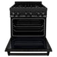 ZLINE 30 in. 4.0 cu. ft. Legacy Dual Fuel Range with 4 Burner Gas Cooktop and Electric Convection Oven in Black Stainless Steel, Open Box-Good Condition