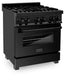 ZLINE 30 in. 4.0 cu. ft. Legacy Dual Fuel Range with 4 Burner Gas Cooktop and Electric Convection Oven in Black Stainless Steel, Open Box-Good Condition