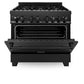 ZLINE 36 in. 4.6 cu. ft. Legacy Dual Fuel Range with 6 Burner Gas Cooktop and Electric Convection Oven in Black Stainless Steel, Open Box-Good Condition
