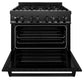 ZLINE 36 in. 4.6 cu. ft. Legacy Dual Fuel Range with 6 Burner Gas Cooktop and Electric Convection Oven in Black Stainless Steel, Open Box-Good Condition