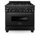 ZLINE 36 in. 4.6 cu. ft. Legacy Dual Fuel Range with 6 Burner Gas Cooktop and Electric Convection Oven in Black Stainless Steel, Open Box-Good Condition