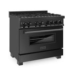 ZLINE 36 in. 4.6 cu. ft. Legacy Dual Fuel Range with 6 Burner Gas Cooktop and Electric Convection Oven in Black Stainless Steel, Open Box-Good Condition