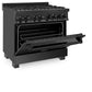 ZLINE 36 in. 4.6 cu. ft. Legacy Dual Fuel Range with 6 Burner Gas Cooktop and Electric Convection Oven in Black Stainless Steel, Open Box-Good Condition