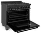 ZLINE 36 in. 4.6 cu. ft. Legacy Dual Fuel Range with 6 Burner Gas Cooktop and Electric Convection Oven in Black Stainless Steel, Open Box-Good Condition