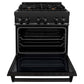 ZLINE 30 in. 4.0 cu. ft. Legacy Dual Fuel Range with Gas Cooktop and Electric Convection Oven in Black Stainless Steel with 4 Brass Burners, Open Box-Good Condition