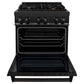 ZLINE Kitchen Package with Black Stainless Steel Refrigeration, 30 in. Dual Fuel Range and 30 in. Traditional Over the Range Microwave (3KPR-RABOTRH30)