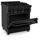 ZLINE 30 in. 4.0 cu. ft. Legacy Dual Fuel Range with Gas Cooktop and Electric Convection Oven in Black Stainless Steel with 4 Brass Burners, Open Box-Great Condition