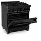 ZLINE 30 in. 4.0 cu. ft. Legacy Dual Fuel Range with Gas Cooktop and Electric Convection Oven in Black Stainless Steel with 4 Brass Burners, Open Box-Good Condition